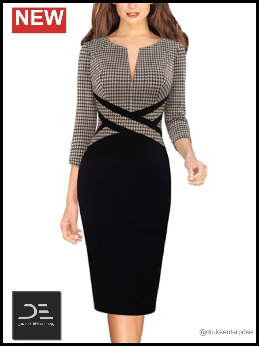 Womens Front Zipper Work Office Business Casual Church Sheath Dress